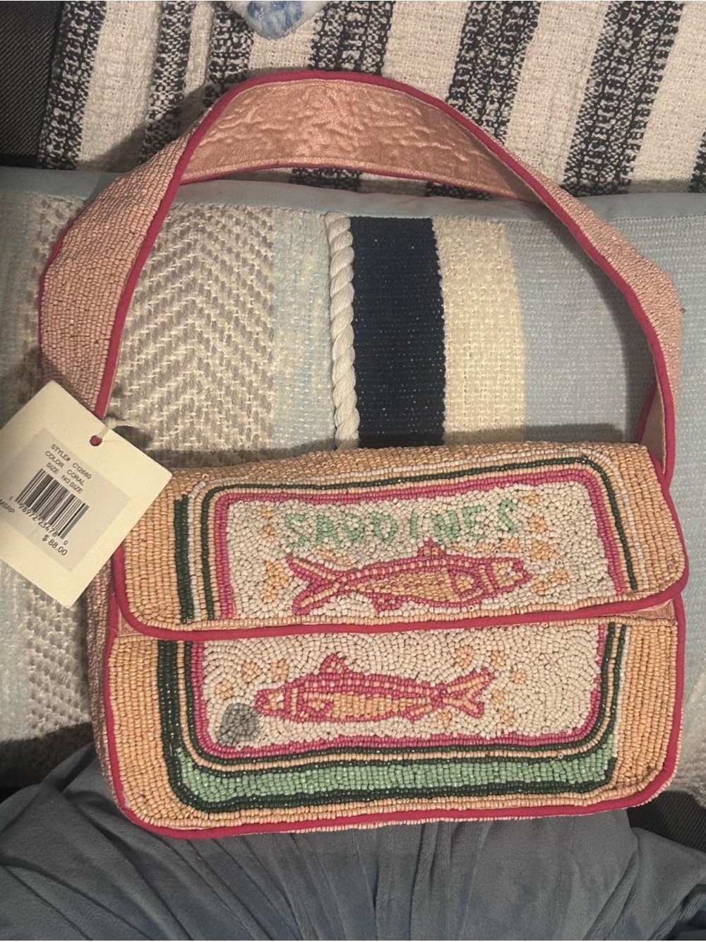 NWT Beaded "Sardines" Tinned Fish Shoulder Bag